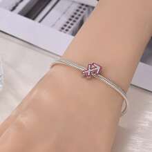 1pc Silver-Plated 12 Zodiac Signs Hollow Beads, Full Set Of Zodiac Symbols With Soft Pink Enamel And Full Zirconia Stones, Sweet Girl Style, Suitable For Various Basic Bracelets And Necklaces, Handmade DIY Jewelry Accessories, Zodiac Memorial Gift Accessories - Multicolor - View 8