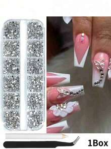 12-Grid Multi-Size Nail Art Rhinestones 3D Resin Gemstones Pearls DIY Nail Decoration Accessories Nail Jewelry - Multicolor - View 7
