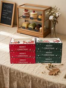 4pcs/12pcs/24pcs Christmas Window Gift Boxes, Printed Santa Claus & Reindeer Gift Empty Boxes, Holiday Party Gift Packaging For Cookies, Snowflake Crisps, Candy, Desserts Storage - View 7