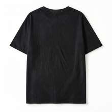 Urban Streetwear, White NY Logo, T-Shirt, Cotton, Crew Neck Short Sleeve Loose Fit, Unisex Casual Wear, Summer Breathable Comfort - Black - View 4