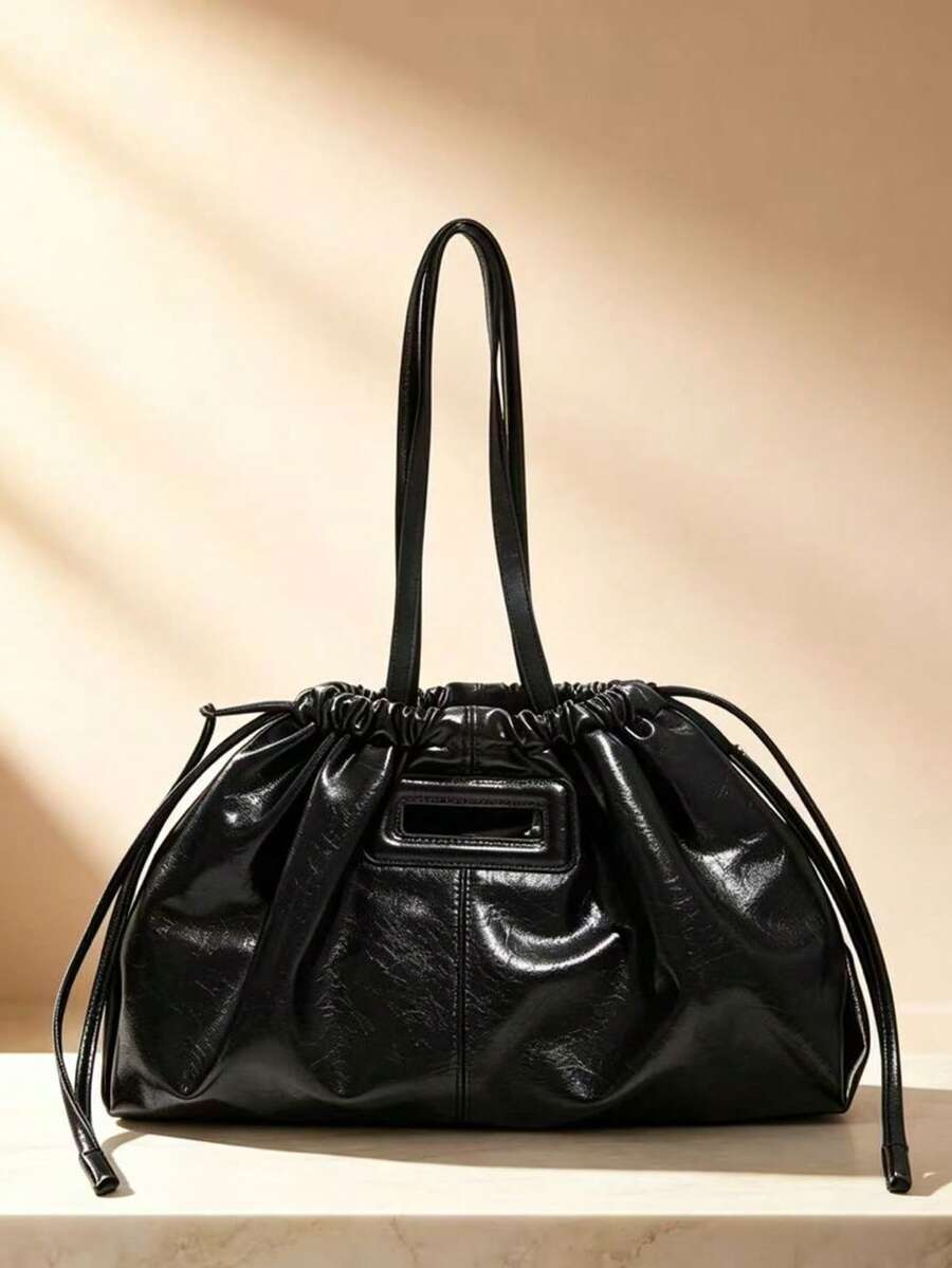 Tas Bahu Model Ember PU, Tas Awan Kapasitas Besar, Tas Penyimpanan Wanita, Tas Ibu