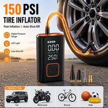 SUITU Car Tire Inflator, Portable Cordless Air Compressor, Rechargeable Electric Tire Pump With Digital Display, Led Light & Auto Shut-Off, Fast Inflation For Cars, Motorcycles, Bicycles And Sports Balls. 7.4V 1500mAh - Wireless - View 1