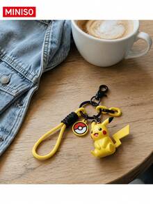 MINISO Pokemon 皮卡丘 & 耿鬼包包掛飾鑰匙圈，附寶可球掛飾手腕帶，適用於手提包、背包、鑰匙，生日聖誕禮物 - 款式 1 - 查看 6