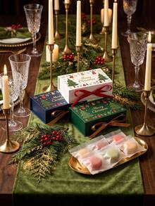 20/2pcs Christmas Gift Boxes With Satin Ribbon Bow And Magnetic Closure, Christmas Tree And Snowflake Print Hard Paper Packaging Boxes, Suitable For Holiday Party Favors, Desserts, Jewelry, Souvenirs Storage, New Year Celebration Gift Wrapping - Multicolor - View 6