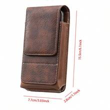 Vertical Waist Bag, Black And Brown, Universal For Middle-Aged And Elderly, Multi-Function Card Slots, Phone Pouch, Wearable Belt, Vertical Waist Leather Case - Brown - View 9
