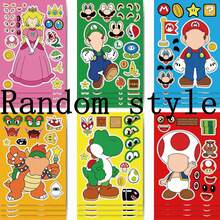 SUPER MARIO BROS. 1set/6pcs Anime . Puzzle Sticker Game Kawaii Makes A Face Sticker Cute Cartoon DIY Puzzle Toy Sticker, The Perfect Holiday Gift For Boys And Girls(Stochastic Style) - Multicolor - View 8