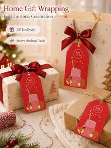 120pcs Christmas Gift Tags Cute Animal Present Labels Festive Holiday Party Favor Decorations Gift Wrapping Accessories Bookmark Style Thank You Tags - Multicolor - View 3