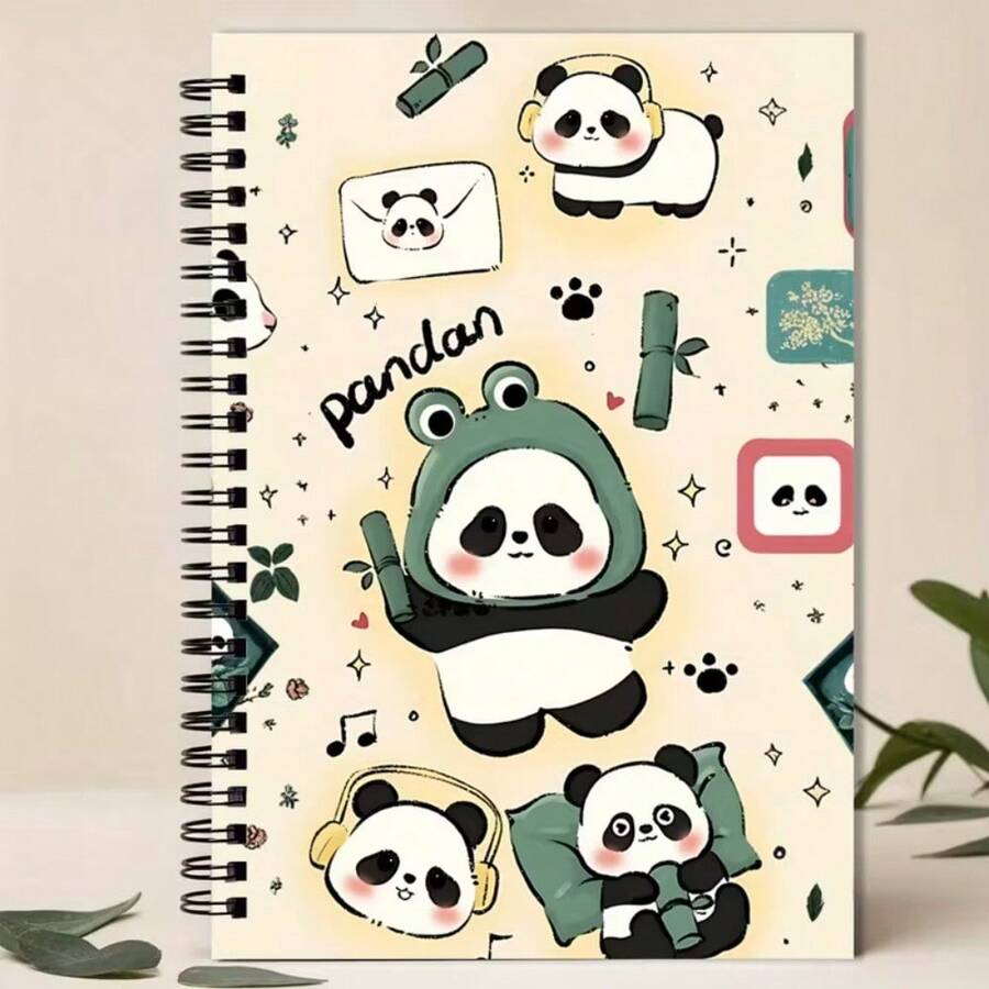 Adorable Panda Spiral Notebook - , College Ruled Journal Featuring Premium Paper, Convenient For Note-Taking, Studying, And Creative Writing - Perfect For Students And Professionals - One Book (50 Pages, 100 Pages) - View 1