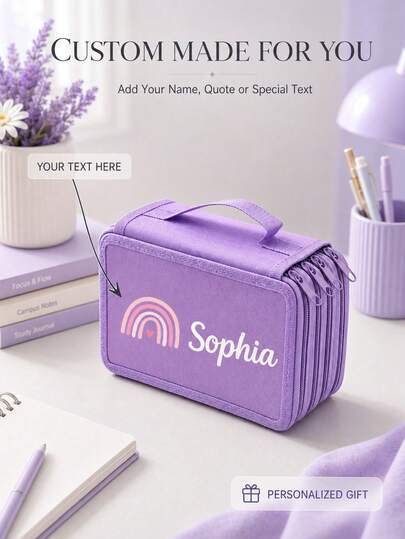 Tempat Pensil Tote Blok Warna dengan Nama yang Dapat Disesuaikan, Tempat Pensil Alat Tulis Kartun 3D yang Dapat Disesuaikan, Tas Penyimpanan Alat Tulis Siswa, Portabel Kapasitas Besar, Cocok Sebagai Hadiah Musim Kembali ke Sekolah