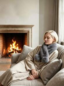 1pc Women's Faux Fur Collar Scarf, Thick Fleece Neck Warmer, Autumn/Winter Daily Neck Accessory - Multicolor - View 4