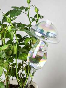 1/2pcs Mushroom-Shaped Glass Automatic Drip Irrigation Watering Ball, Slouchy Garden Automatic Irrigation Transparent Glass Watering Device - Multicolor - View 3