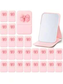 1/3/6/10/20pcs Pink Bow Small Mirror, Birthday Party, Wedding, Graduation Gift, Holiday Gift, Back To School, Small Folding Travel Mirror, Suitable For Group Activities, Daily Use - Multicolor - View 2