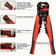 1pc Automatic Wire Stripper, Multi-Function All-In-One Design, Stripping Range 24-10AWG/0.2-6mm², Capable Of Wire Stripping, Crimping, Cable Cutting And Crimping Operations; Suitable For Electrician Home Wiring, Electrical Equipment Maintenance, Automotive Mechanical Repair And Other Scenarios, Convenient Professional Manual Tool - A - View 8