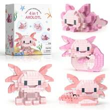 4-In-1 Salamander Model Building Blocks Set, Creative Desktop Decoration, Micro Particle Building Blocks Toy, 1264PCS Building Blocks Gift Box, Brick Assembly Toy, New Year Gift/Christmas Gift/Holiday Gift - Pink - View 6