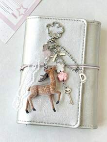 Personalized Deer Letter Keychain, Letter Beaded Bag Charm, Bag Decoration, Backpack Pendant, Suitable For Back To School Season, Lace Cute Deer Bag Charm, Non-Plush Doll - Multicolor - View 2