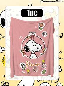 Snoopy White Background Big Head Multi-Character Cartoon Dog Print Flannel Throw Blanket, Graffiti Pattern, Soft And Comfortable, Suitable For Sofa, Bedroom And Daily Home Decor - Multiple Styles - View 13