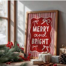 1pc Frameless Festive Red Pink Christmas Print Wall Art Dorm Gift - Multi-color - View 6