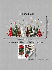 Plaid Buffalo Check Static Window Cling, Suitable For Christmas Tree, Snowflake And Star Decoration, Reusable PVC Film, Asymmetrical Shape, Suitable For Glass Door, Cafe, Farmhouse Country Style Winter Christmas Decor - Multicolor - View 9