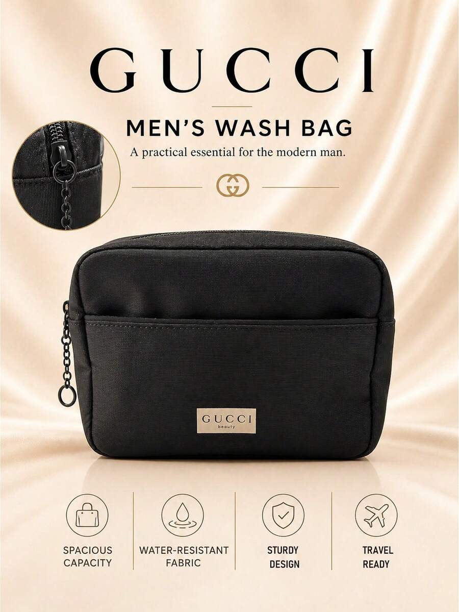 Gucci Men's Toiletry Bag, 26*15cm, Single Piece, Waterproof And Durable Large Capacity, Suitable For Travel And Daily Use, Stores Men's Toiletries