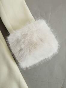 Women's White Overcoat, Vintage Fur Collar, Cinched Waist, A-Line Mid-Length Overcoat, White Winter Christmas Coat - White - View 5