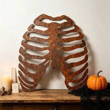 Ribcage Skeleton Rusty Metal Halloween Wall Art, Inner Strength Gothic Dark Boho Ribcage Skeleton Halloween Decoration - Ribcage Skeleton - View 6