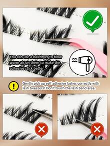 Sibeuna 10 Pairs Half-Length Self-Adhesive Cat Eye False Eyelashes, Pre-Glued Transparent Band Faux Mink Lashes, Waterproof, Suitable For Daily Eye Makeup, Beginner-Friendly - Black - View 6