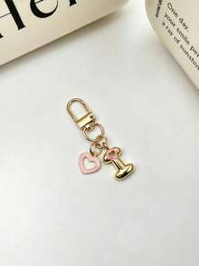 1pc 26 Letters Oil Drop Hollow Heart Pendant Initial Keychain, Bag Charm Pendant, Copper Material, Perfect Gift For Couples And Friends - Random Color - View 9