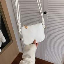 甜美金屬心形迷你方包，柔軟PU抽繩可調節肩帶斜挎包，女孩日常零錢包 - A - 查看 10