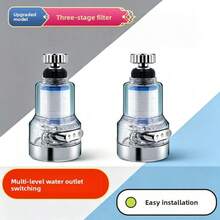 2pcs 3-Mode Faucet Aerator Filter Set, Multi-Mode Water Flow Switching, Transparent Housing For Visual Filter Status, Replaceable Filter Cartridge To Reduce Cost, Universal Fit Interface, No-Drill Easy Installation, Leak-Proof Sealed Structure, Polished Finish, Easy Disassembly And Cleaning, Home Bathroom Faucet Filtration Accessory, Stable And Secure - Multicolor - View 3