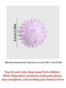 1pc Squeaky Dog Chew Toy, Hedgehog‑Shaped Spiky Rubber Ball, Soft Teething Toy For Small Medium Dogs, Interactive Bite‑Resistant Pet Toy, Cute Colorful Puppy Play Ball For Indoor Outdoor Playing - Multicolor - View 2