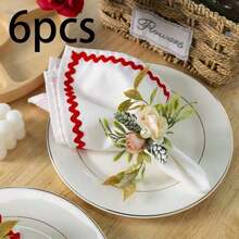 1pc/2pcs/4pcs Minimalist Colorful S-Shaped Lace Square Napkin, Handkerchief, Decorative Cover Cloth For Daily Use And Party - White - View 12