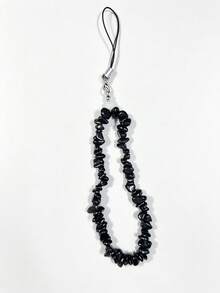1pc Minimal Crystal Chip Beaded Phone Wrist Strap, White Purple Black Irregular Stone Universal Phone Charm Lanyard Pendant For Phone Case Camera Key Handbag - Multicolor - View 8
