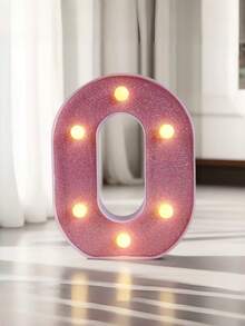 1pc Pink Sequin Glowing Letter/Number Desktop Decorative Night Light, Romantic Proposal Birthday Party Atmosphere Light, Guide Light - Q2-pink Letter Light - View 16