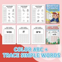 2 Packs Alphabet Tracing & Sight Word Writing Practice, A-Z Letter Sounds, Uppercase & Lowercase Handwriting, Phonics Learning & High-Frequency Word Tracing Activities, Early Reading, Kindergarten & Back To School Supplies - Learning Focus - View 5