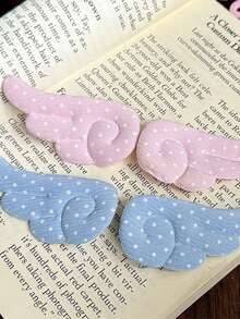 1 Pair Polka Dot Angel Wing Hair Clips, Fabric Soft Cute Side Clips, Sweet Girl Bangs & Loose Hair Clips, Atmospheric Hair Accessory, Random Color - Color: Random - View 5