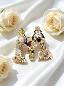 1pc Colorful Letter Shaped Hat Pin, Baroque Luxury Style Brooch, Unisex, Elegant Personalized Fashion Accessory For Daily Wear And Party - Multicolor - View 7