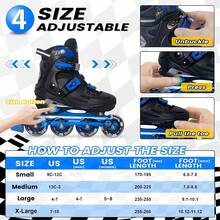 Inline Skates For Boys And Girls Youth, 4 Size Adjustable Roller Skates With PU Flashing Wheels, Aggressive Inline Skates High Performance For Kids Age 6-12 - Blue - View 5