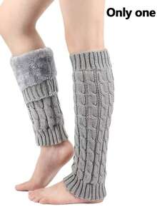 Fluffy Wool Twisted Knit Warm Leg Warmers, Y2K Comfortable Style - Multicolor - View 13