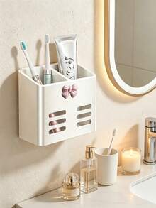 4pcs/2pcs/1pc Bathroom Cosmetics Rack Wall Mounted Bathroom Toothpaste Rack Toothbrush Comb Storage Razor Rack - Multicolor - View 9