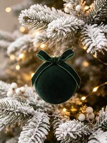 12pcs/1box Flocked Christmas Ball Ornaments With Bows, Flocked Christmas Tree Hanging Decor, Shatterproof Christmas Balls, Suitable For Home Christmas Tree Party Decoration - Multicolor - View 5