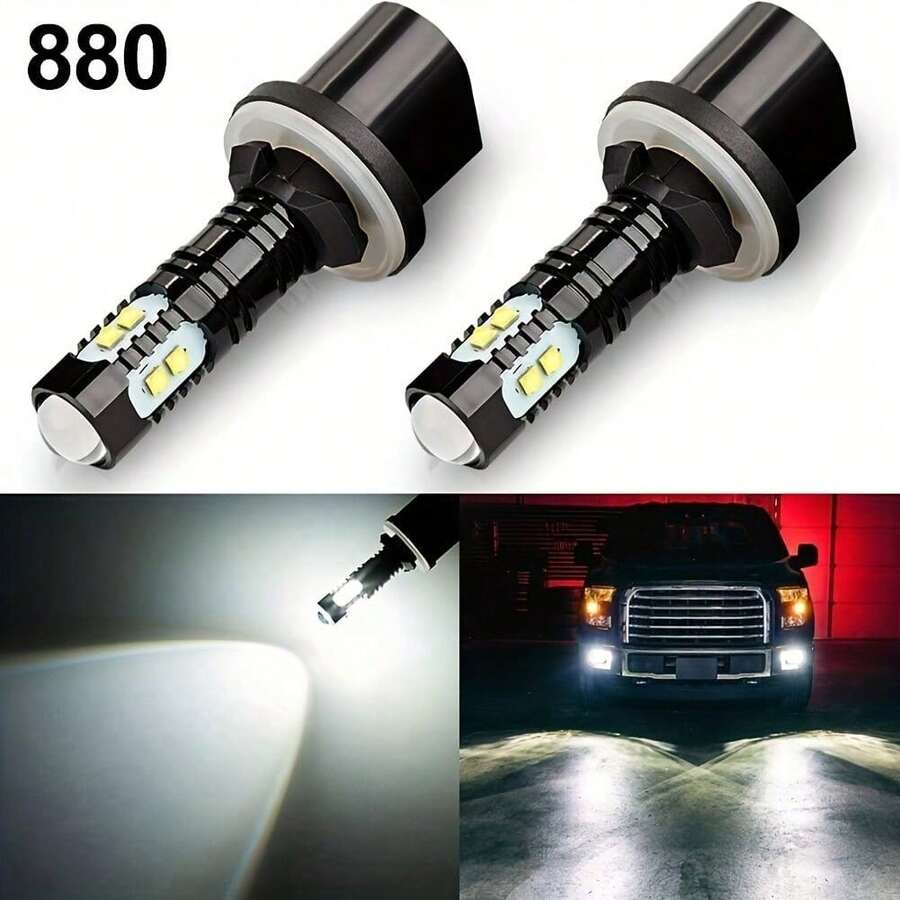 2pcs 880 LED Fog/Driving Light Bulb DRL 6000K White 890 892 893 899 Daytime Running Light, Without Battery - A - View 1