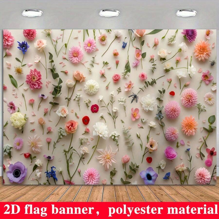 1pc 2D Flat Colorful Floral Wall Background Cloth, Colorful Floral ...