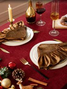 1/2/4pcs Round Pleated Ruffle Placemats, Creative Table Decor For Home Gatherings, Parties, Christmas And Daily Decoration - Coffee Brown - View 6