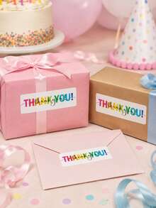 1pc Rainbow Thank You Stickers Roll, Colorful Appreciation Labels, Cute Boutique Packaging Seals, Small Business Gift Wrapping, Party Favor Decoration Supplies - Multicolor - View 3