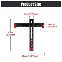 2-In-1 T-Square Drill Hole Positioning Ruler, Aluminum Alloy Multi-Function Angle Ruler Marking Measurement Tool, Suitable For Woodworking Cabinet Hardware Fixture Drawer Installation - A - View 11