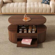 Lift-Top Coffee Table, Coffee Table With Curved Wood Sides, Pull-Out Shelf, Lift-Top Table, Multifunctional Living Room Furniture. - View 4