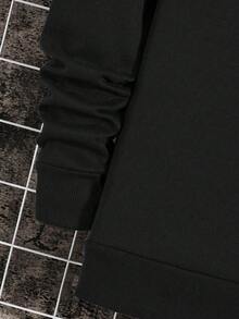 Men's Plus Size Letter Print Long Sleeve Casual Crew Neck Pullover Sweatshirt - Black - View 4