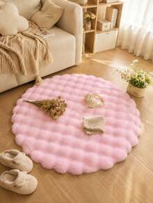 Soft Fluffy Rug Baby Pink Area Round Rug,For Bedroom,Living Room,Study,Office,Washable & Non-Slip,Cute Rug,Living Room Rug,Bedroom Rugs,Bedside Rug,Faux Fur Rug,Decorative Rug,Faux Fur Rug,Bedroom Decor,Winter Decoration,Autumn Home Decor,Room Decor - Baby Pink - View 1