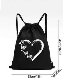 New Canvas Drawstring Bucket Bag One Shoulder Shopping Student Backpack - Black - View 8