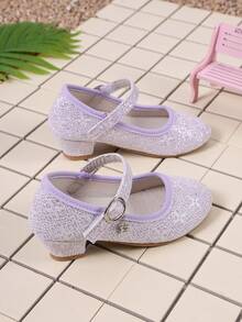 1 Pair Glitter Fashion High Heel Pumps For Girls, Suitable For Party, Birthday Party - Violet Purple - View 4